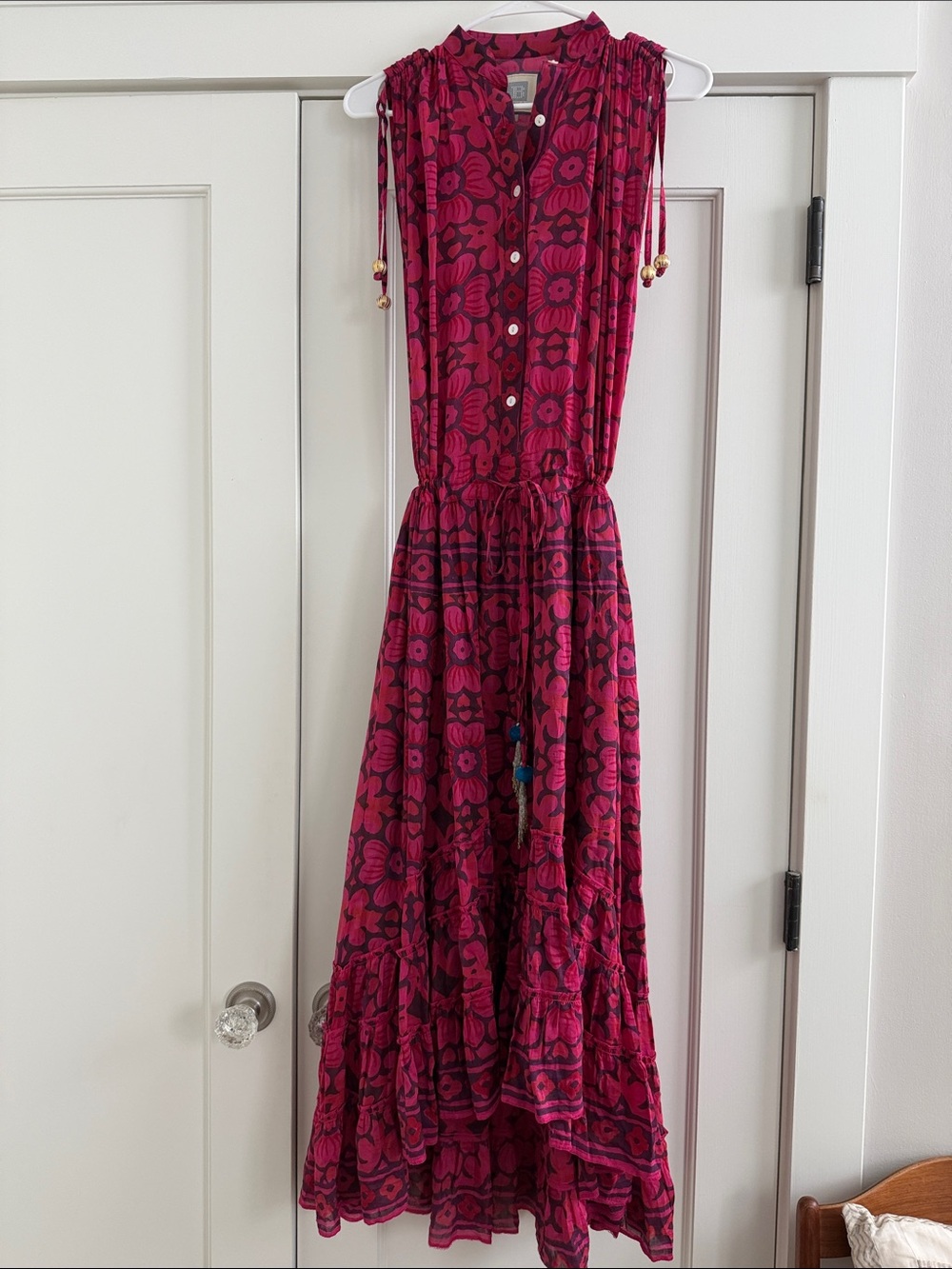 Alicia Bell Sleeveless Floral Maxi Dress in Deep Fuchsia